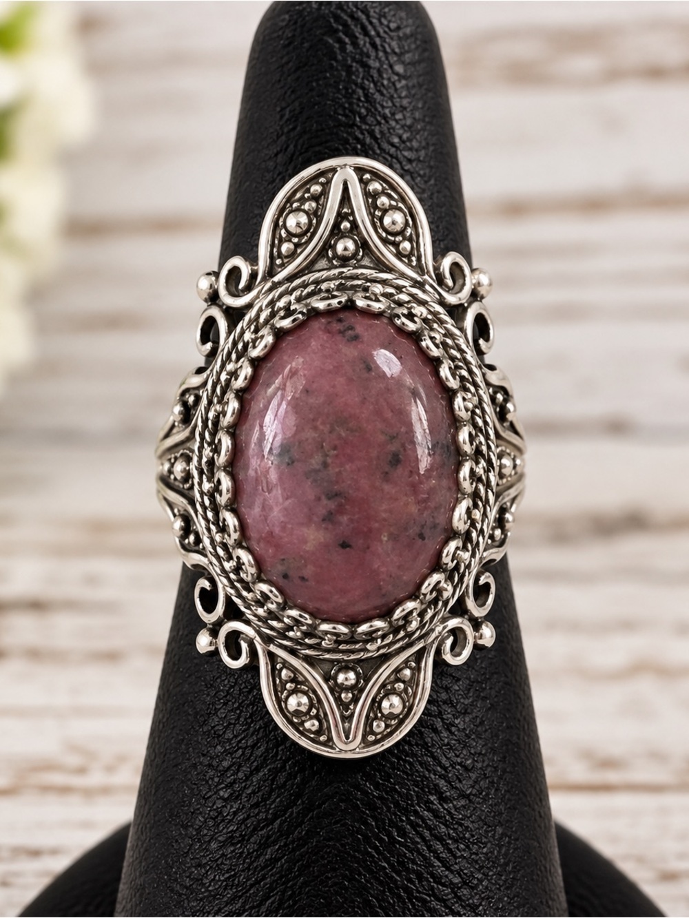 DGS Silver Rhodonite Statement Ring.